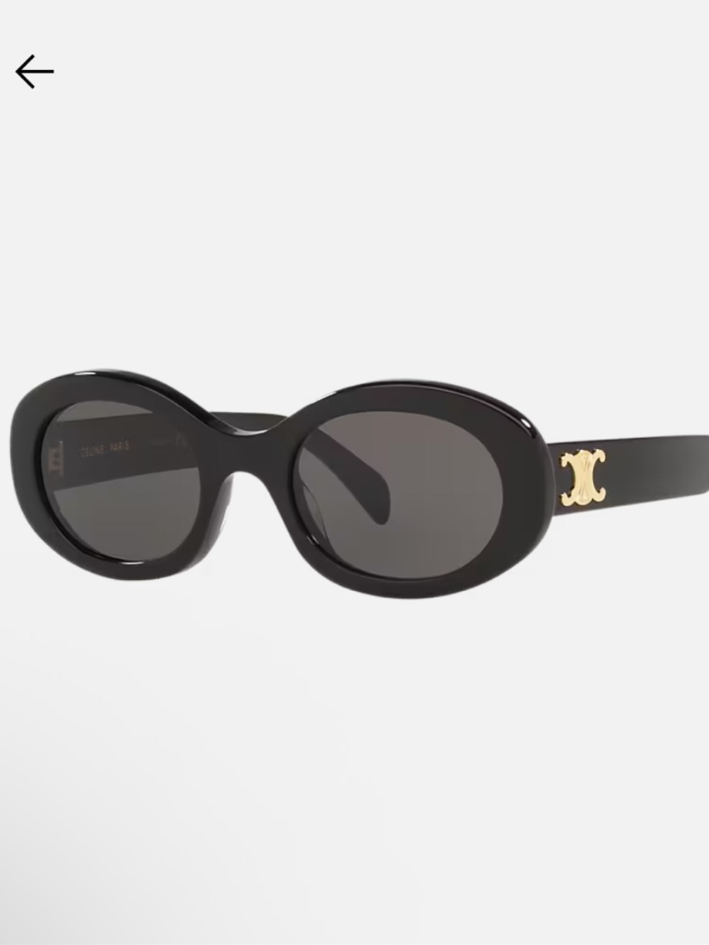 Celine Black Oval Sunglasses with Gold Logo Temples
